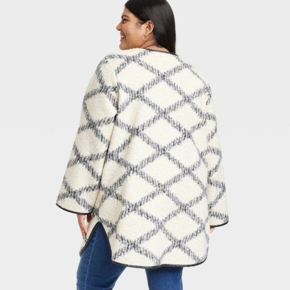 Ava & Viv  Women Open Front plaid  cardigan jacket 2X  NWT Cozy Trendy Boho - Picture 2 of 11